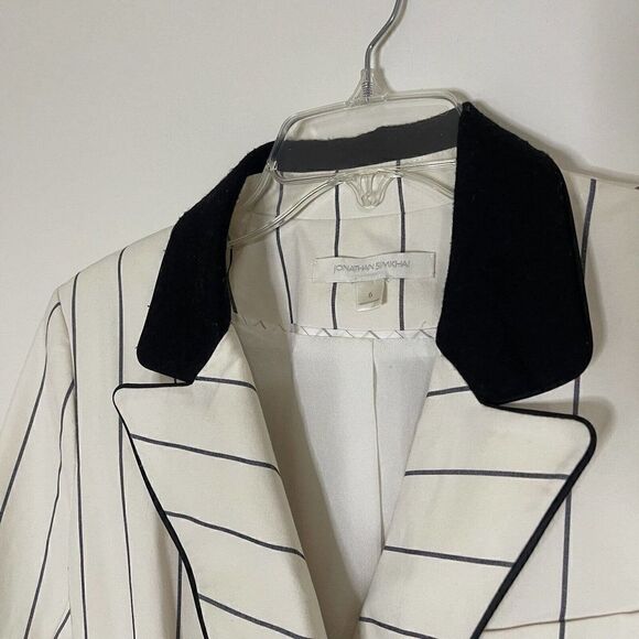 NWOT Jonathan Simkhai ivory white pinstripe blazer tuxedo jacket size US 6 - Picture 3 of 9